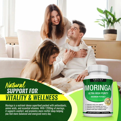 Moringa Capsules 1200mg — Immune & Digestive Superfood (90 Capsules)