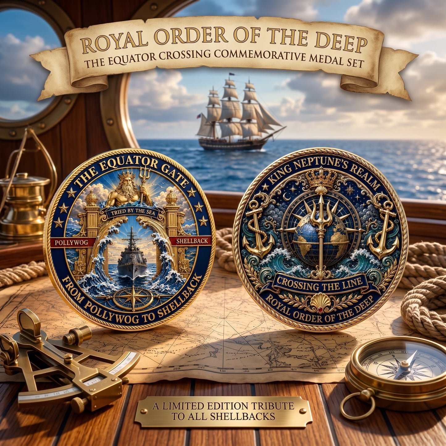 👑King Neptune’s Realm Commemorative Naval Metal Medal